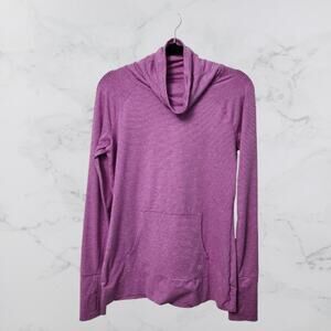 GAP Fit Purple & White Striped Cowl Neck Long Sleeve Thumbholes Small